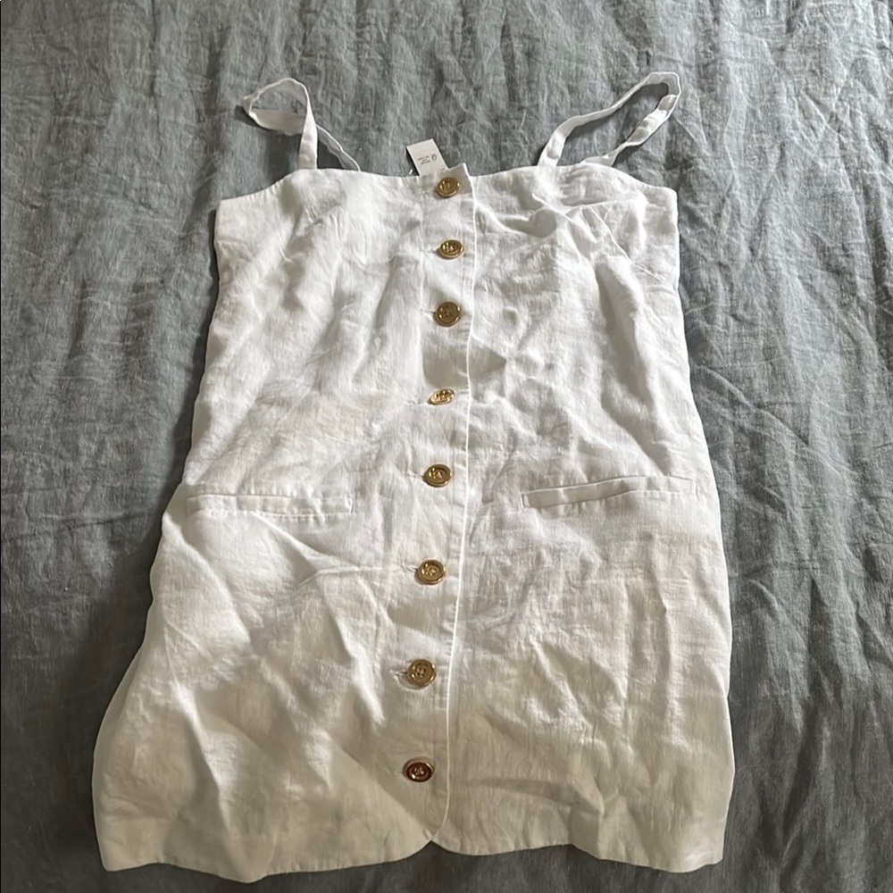 J. Crew White Linen Blazer with Gold Buttons